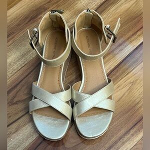 Metallic gold platform ankle strap Adrienne Vittadini sandals